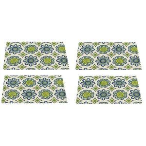 Kaleidoscope Lapis Blue Placemats Kitchen Dining Room Set of 4 Cotton